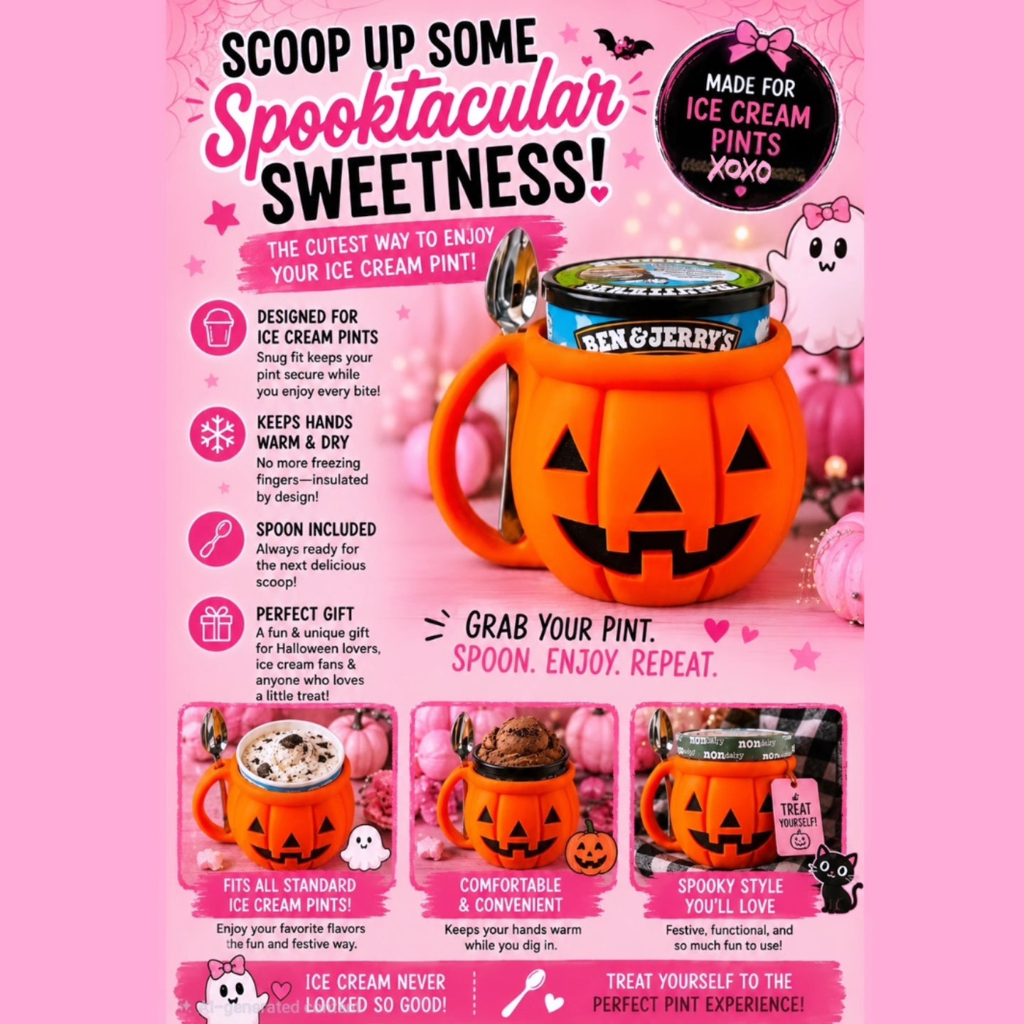 3D pumpkin ice cream pint holder π§‘